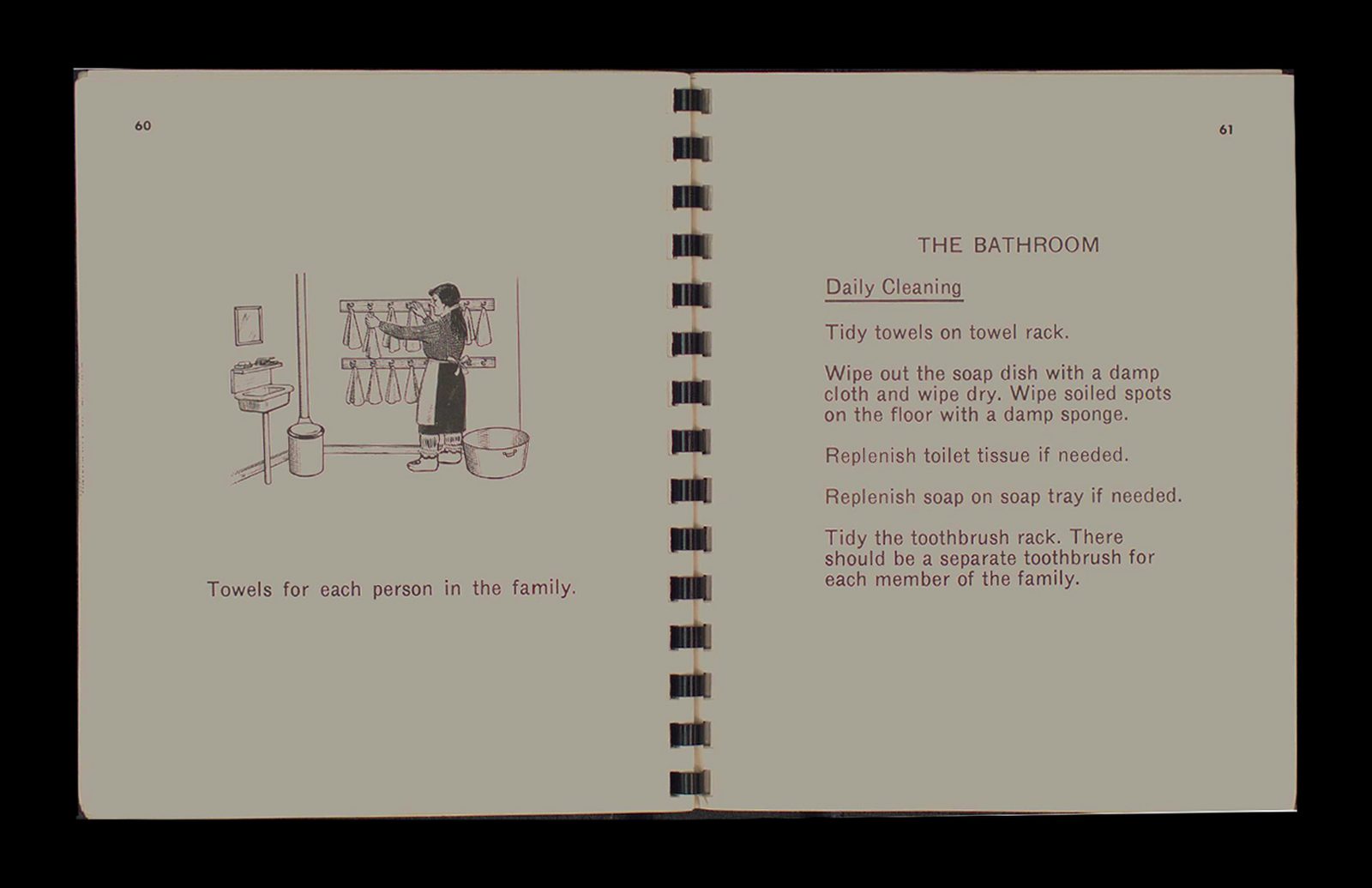 Pages 60 and 61: The bathroom, daily cleaning